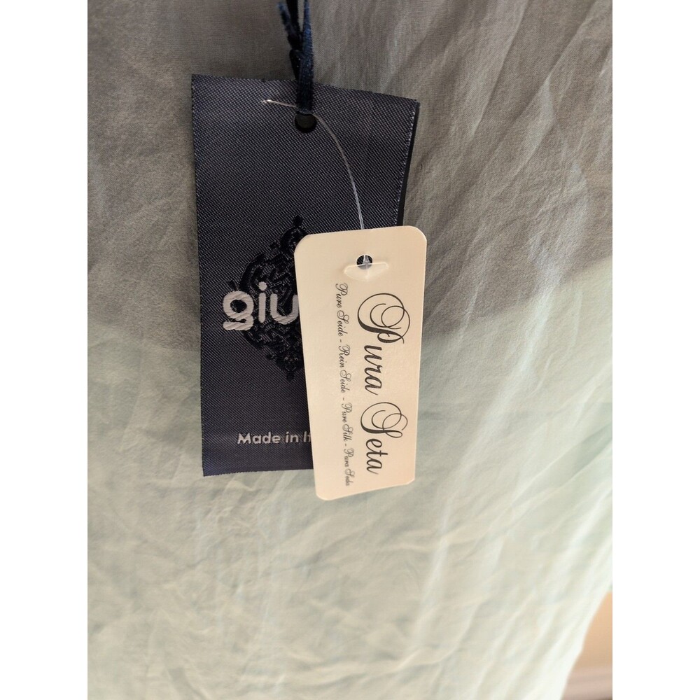 Giulia Womens Silk Blouse Attached Cami Large Seafoam Green Embroider Italy Made - Picture 8 of 13